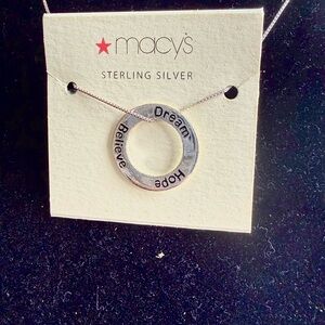 Macy's Silver Inspirational Circle Necklace
